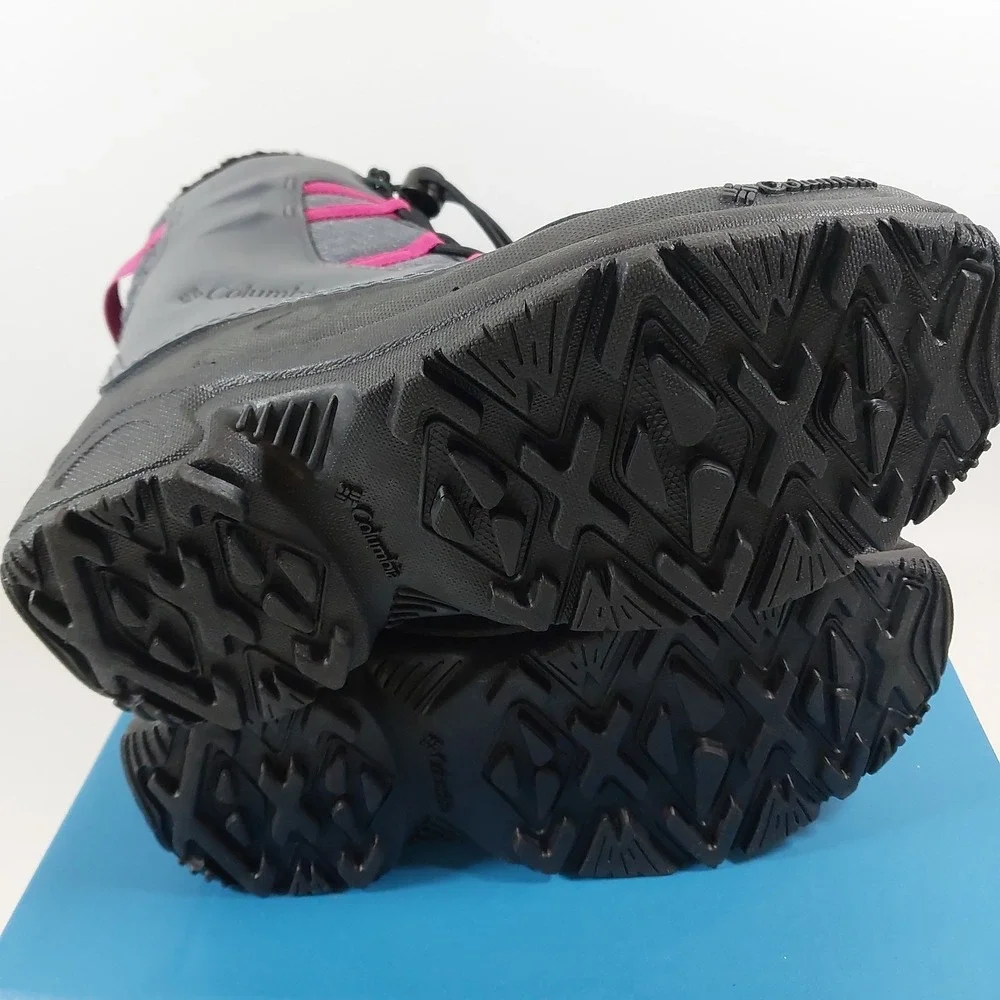 Columbia Youth Snow Boots Waterproof Winter Gray Pink Black Size 6 Bugaboot‎
